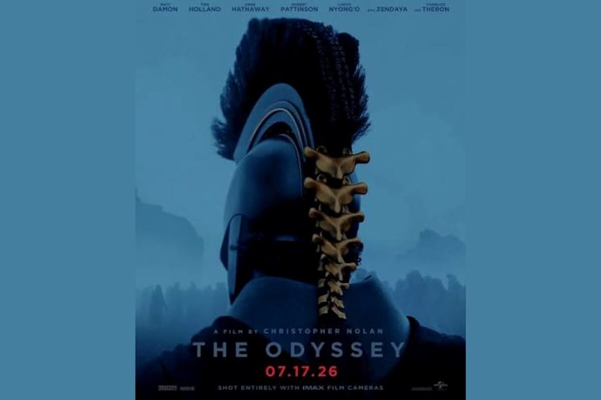 Cinematic poster-style graphic for Christopher Nolan's billion-dollar film The Odyssey