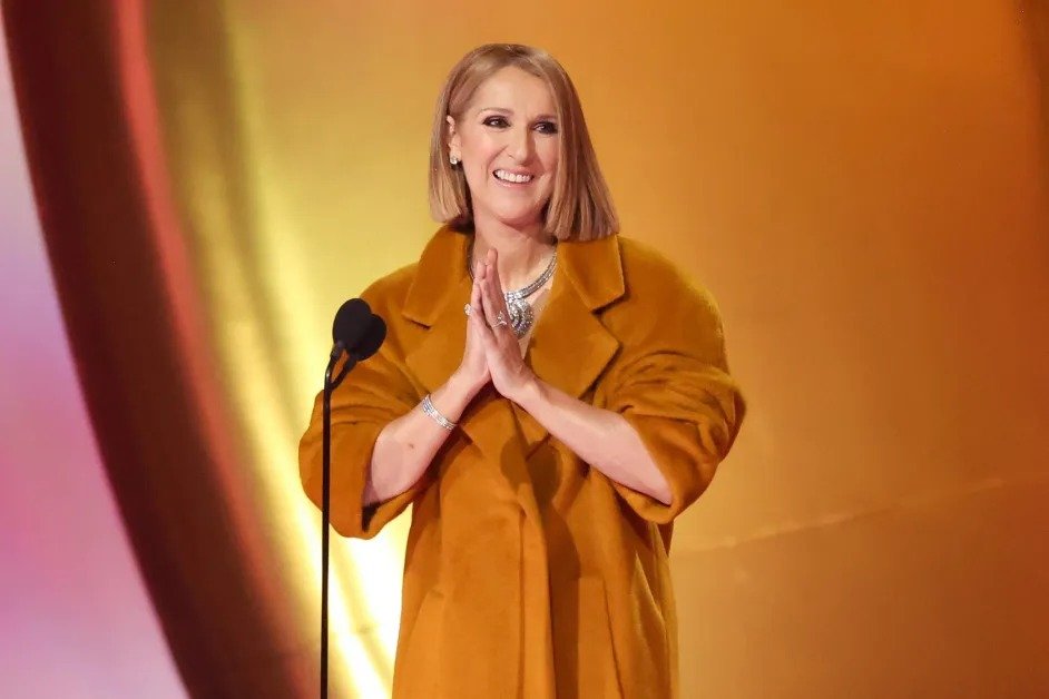 Paris La Défense Arena marquee announcing Celine Dion's 2026 concert residency