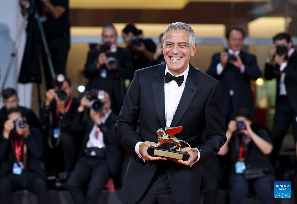 George Clooney accepting the Golden Lion for Lifetime Achievement at the 2026 Venice Film Festival